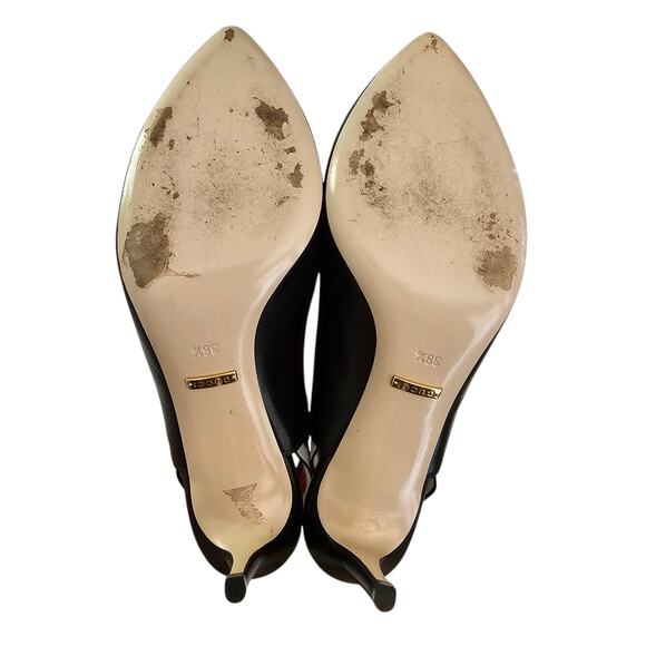 Gucci Sylvie Web Stripe Slingback Heel Pump Size 38.5 US 8.5 Black Leather - Picture 7 of 10